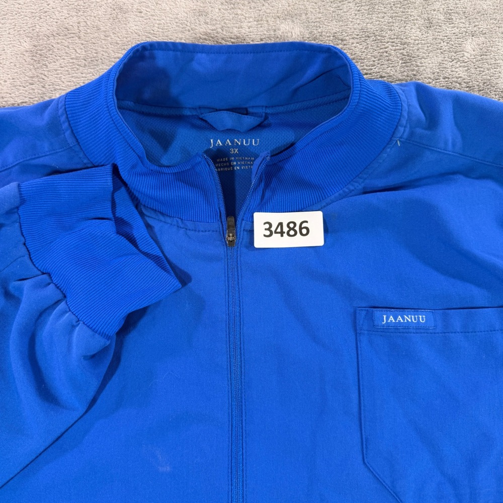 Jaanuu Scrub Jacket Women 3X Royal Blue C94039C Full Zip Bomber Ribbed Cuffs